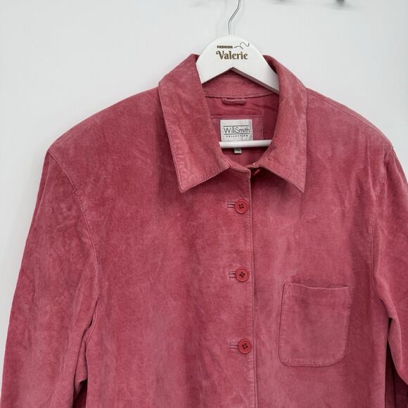 Willi Smith Vintage Pink Suede Leather Button Front Jacket Size 12 - Picture 2 of 10